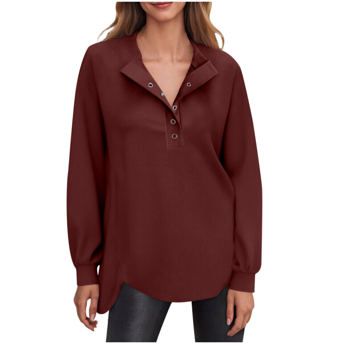 Women's Oversized Button Sweatshirt Long Sleeve Pullover