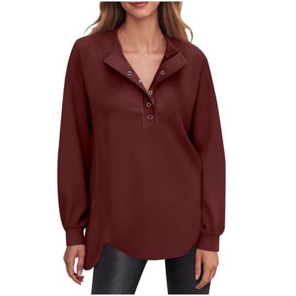 Women's Oversized Button Sweatshirt Long Sleeve Pullover
