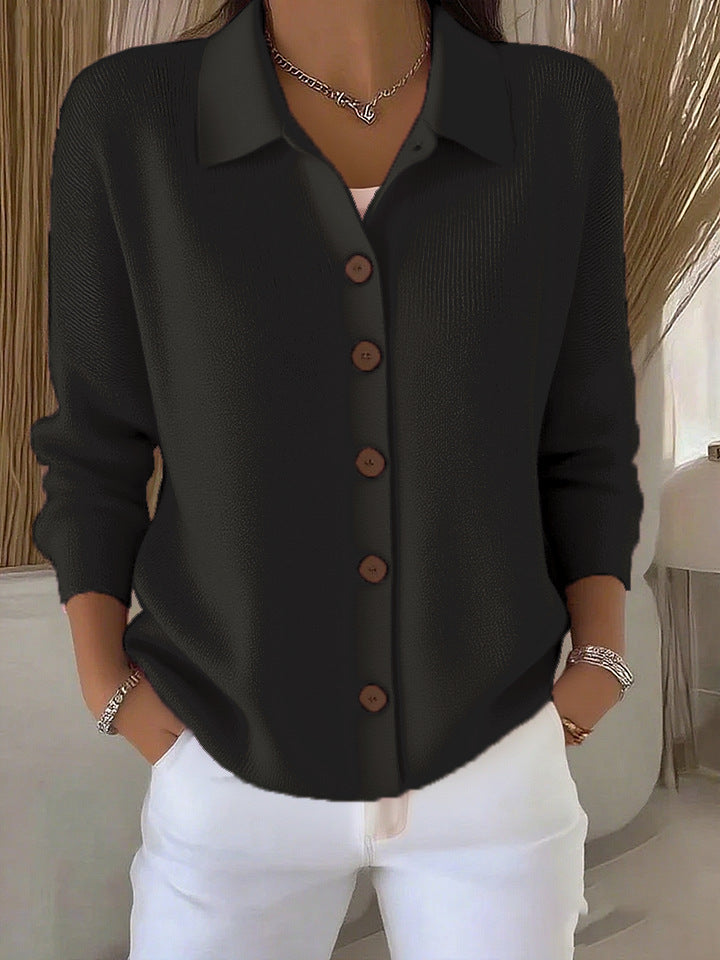 Women's Collared Button Down Knit Cardigan Sweater