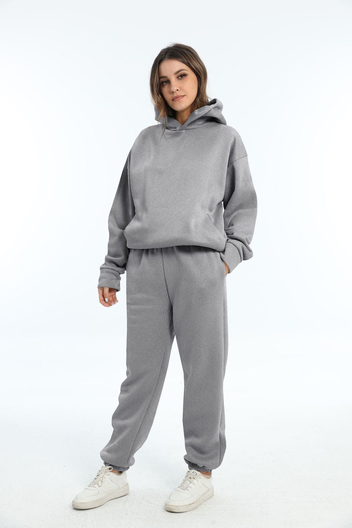 Fleece Hoodie Sweatpants Set Women 2 Piece Lounge