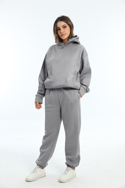 Fleece Hoodie Sweatpants Set Women 2 Piece Lounge
