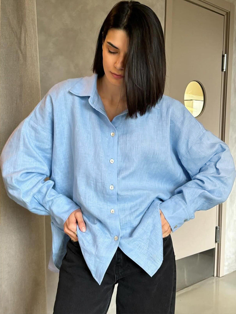 Women's Oversized Button Down Shirt Long Sleeve Blouse