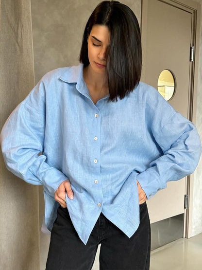 Women's Oversized Button Down Shirt Long Sleeve Blouse
