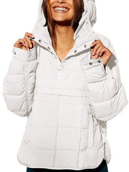 Women Oversized Hooded Quilted Pullover Puffer Jacket