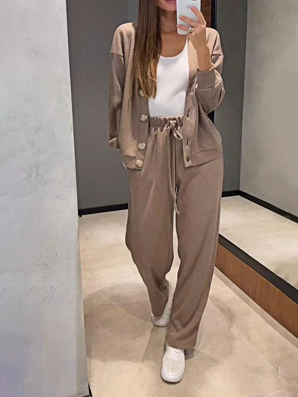 Women's Soft Cotton Cardigan & Pants Lounge Set