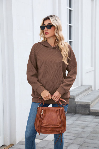 Women's Oversized Textured Hoodie Pullover with Pocket