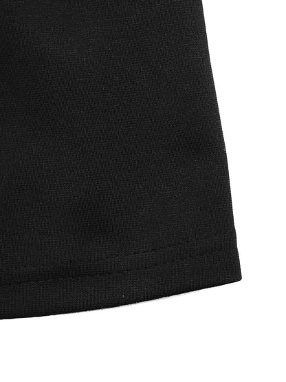 Beaded Collar Black Polo Mini Dress Casual Short Sleeve