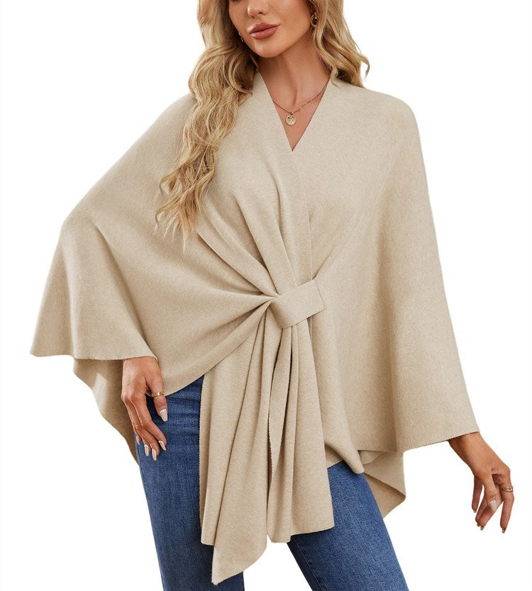 Women's Soft Batwing Cape Wrap Poncho Sweater