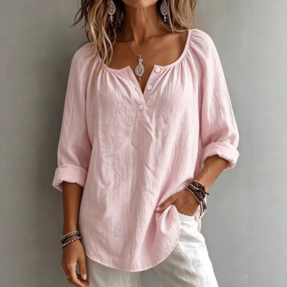 Womens Oversized V Neck Long Sleeve Casual Solid Tops