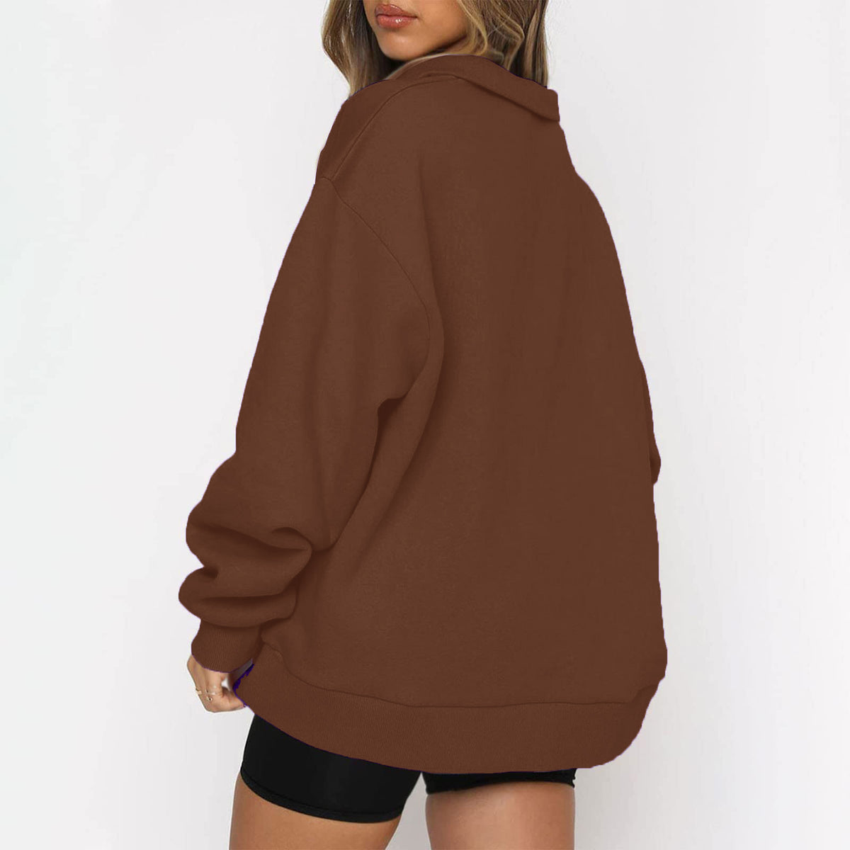 Oversized Half Zip Fleece Pullover Sweatshirt with Pocket