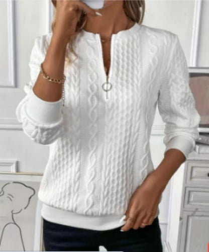 Women's Half Zip Textured Pullover Sweatshirt
