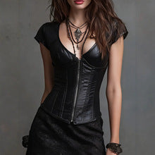 Women's Distressed Faux Leather Jacket Gothic Stand Collar
