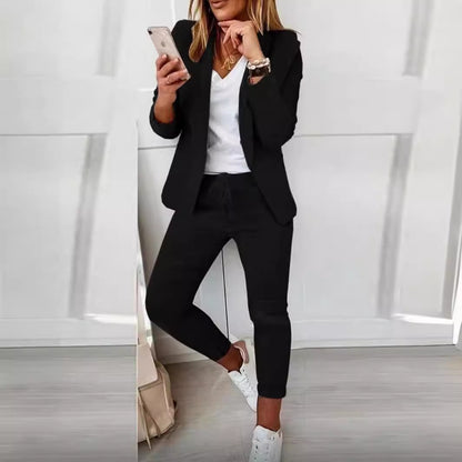 Women's Casual Blazer & Pants Two-Piece Suit Set