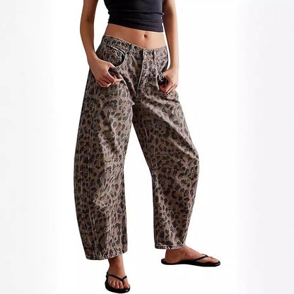 Washed Denim Wide Leg Jeans High Waist Loose Fit