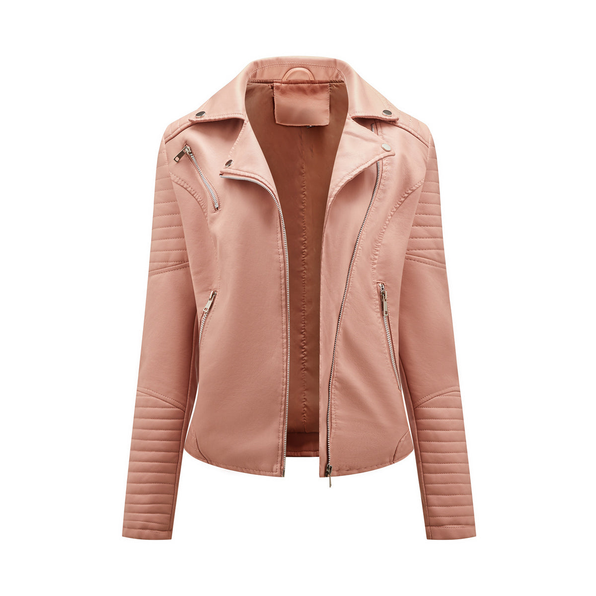 Women's Faux Leather Moto Jacket Asymmetrical Zip