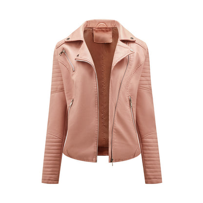 Women's Faux Leather Moto Jacket Asymmetrical Zip