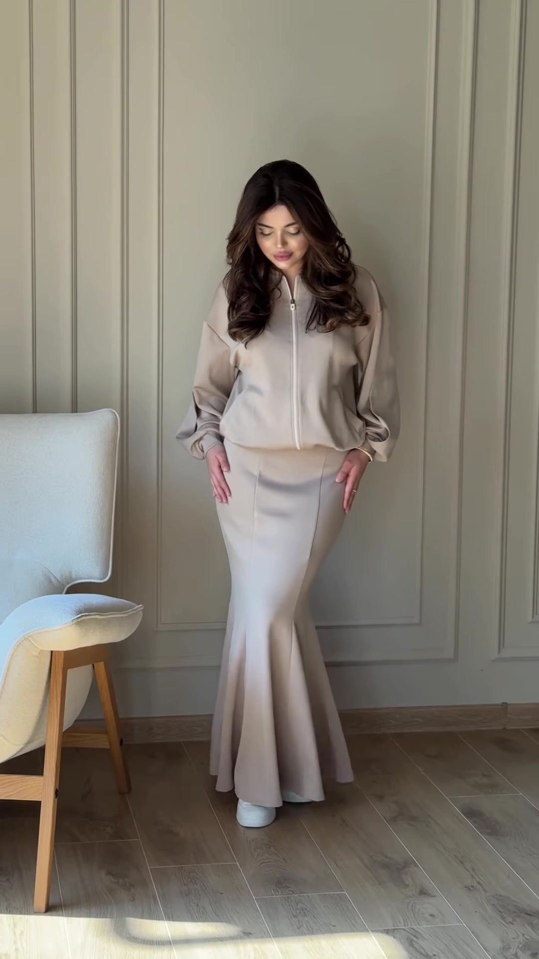 Elegant Two Piece Jacket Maxi Skirt Set