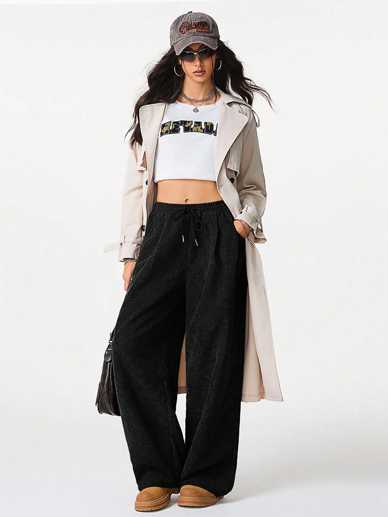 Women's High Waist Wide Leg Drawstring Casual Lounge Pants