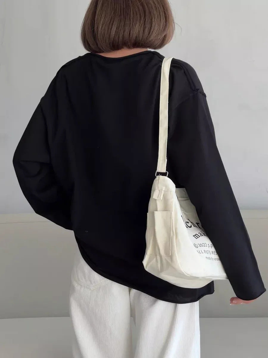 Black Oversized Seam Detail Long Sleeve Tee