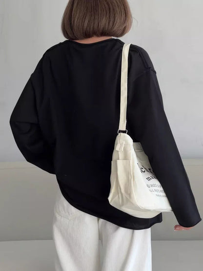Black Oversized Seam Detail Long Sleeve Tee