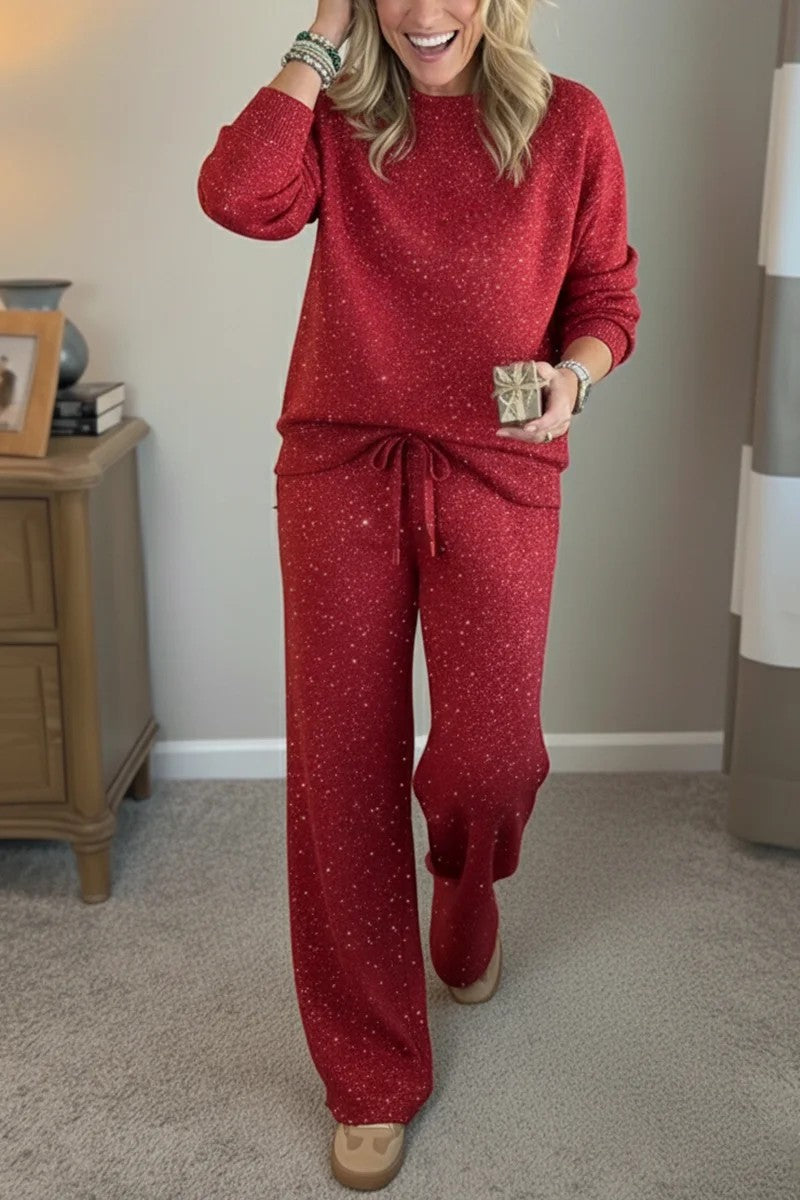 Women's Sparkle Lounge Set 2 Piece Sweatshirt Pants