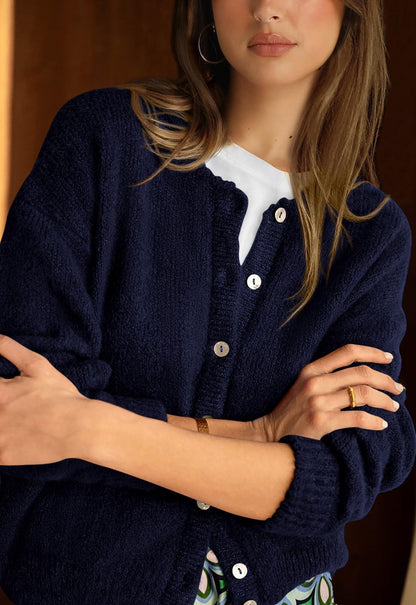 Womens Oversized Button Front Cardigan Knit Sweater