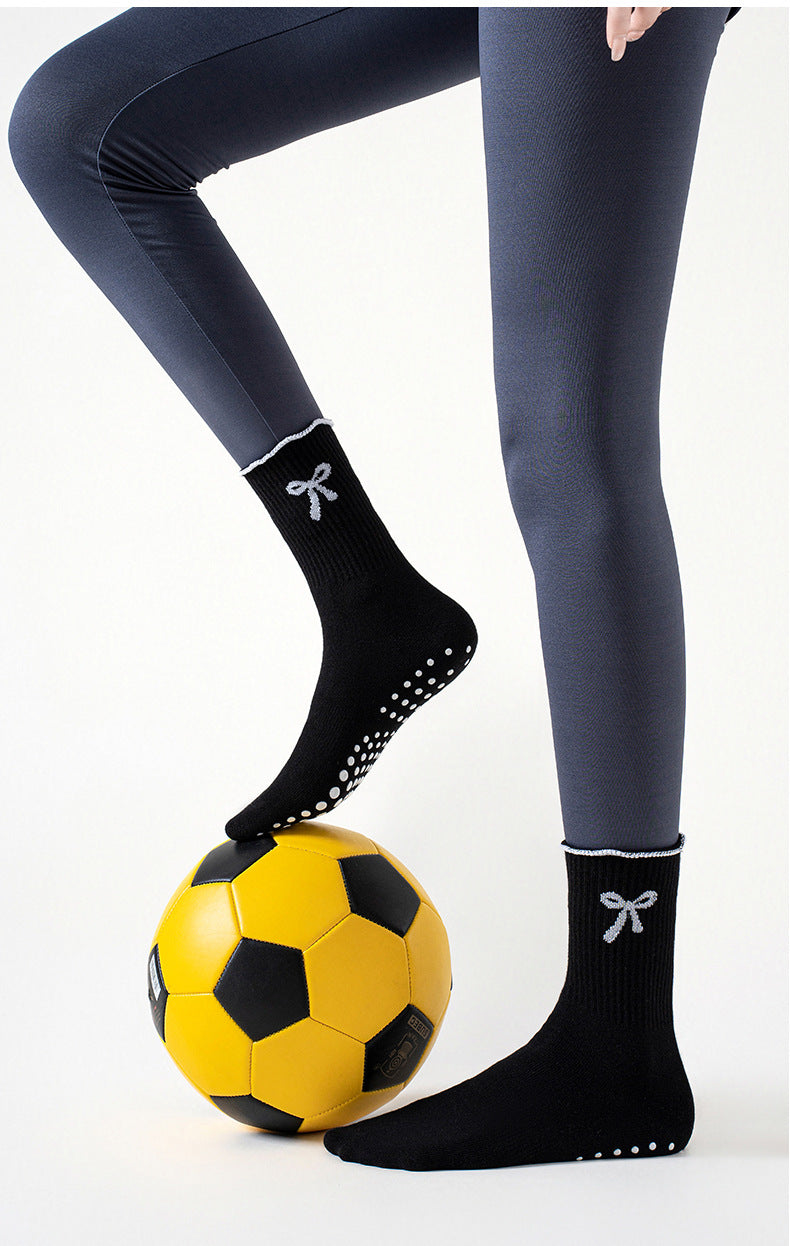 Womens Bow Grip Pilates Socks Non Slip Yoga Socks