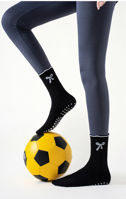 Womens Bow Grip Pilates Socks Non Slip Yoga Socks