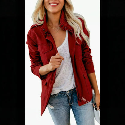 Women's Utility Jacket Zip Up Cargo Pockets Lightweight