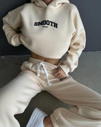 Womens Fleece Graphic Hoodie Joggers Matching Set