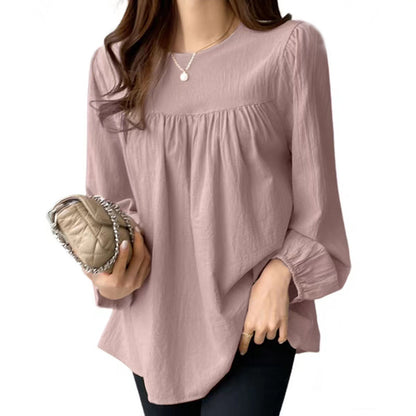Oversized Linen Blend Boho Blouse Casual Tunic Top
