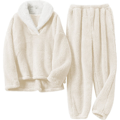 Women's Fuzzy Sherpa Pajama Set Winter Thick Lounge Wear