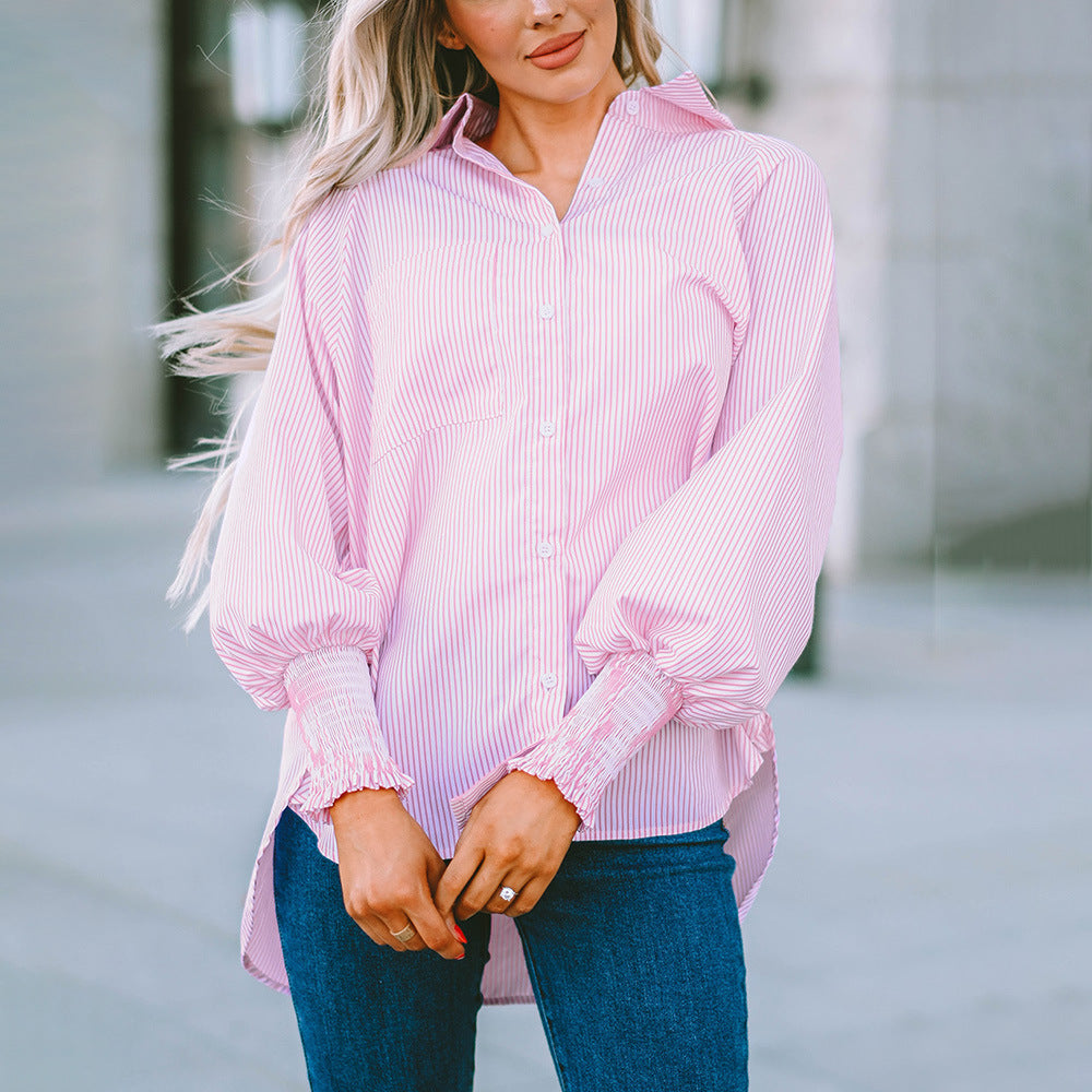 Women's Striped Oversized Button Down Beach Shirt