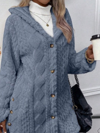 Women's Oversized Hooded Sherpa Fleece Jacket