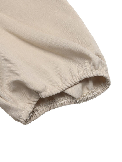 Beige Bow Tie Pullover Short Sleeve Top Cute Summer Blouse