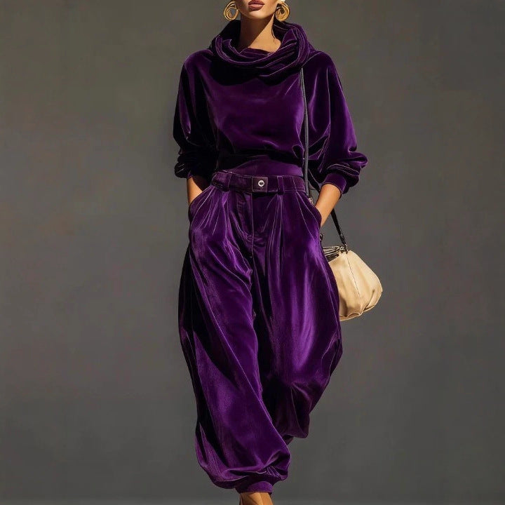 Womens Velvet Lounge Jogger Pants Set