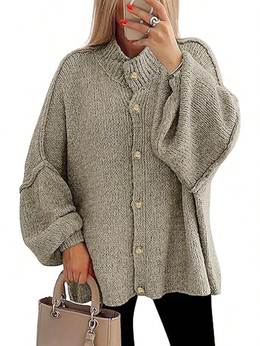 Oversized Chunky Batwing Sleeve Button Front Cardigan