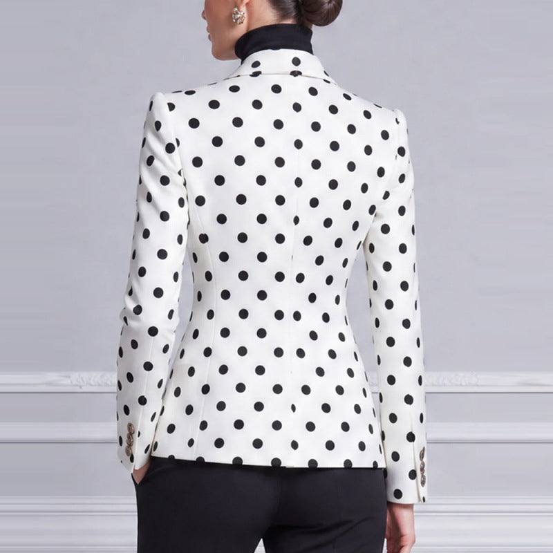 Women's White Polka Dot Tailored Blazer