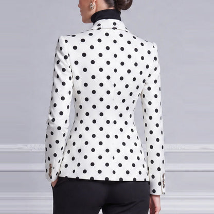 Women's White Polka Dot Tailored Blazer