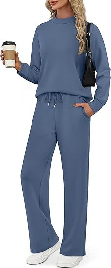 Women's Two Piece Lounge Set Wide Leg Pants Sweatshirt