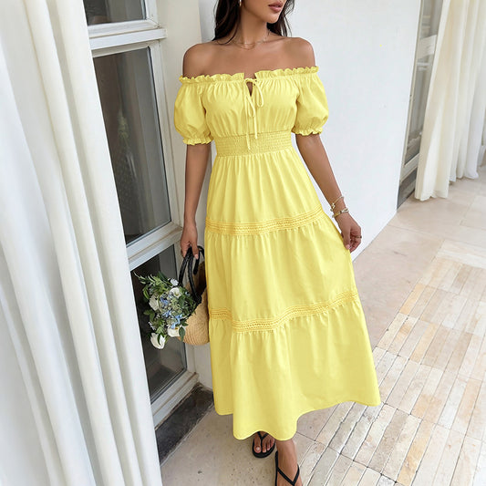 Chic Off-Shoulder Puff Sleeve Princess Dress A-Line Summer