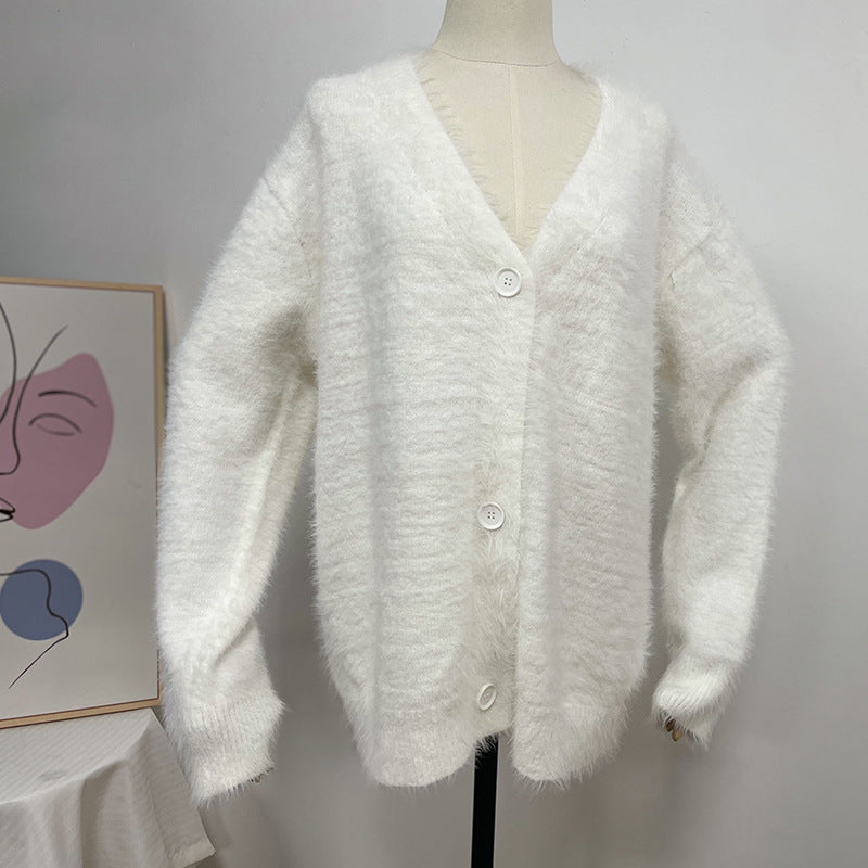 Women’s Faux Fur Cardigan Soft Oversized Knit Sweater