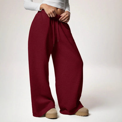 Women Fleece Wide Leg Sweatpants Drawstring Lounge Pants