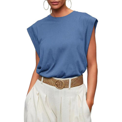 Casual Sleeveless Crew Neck Loose Tank Top