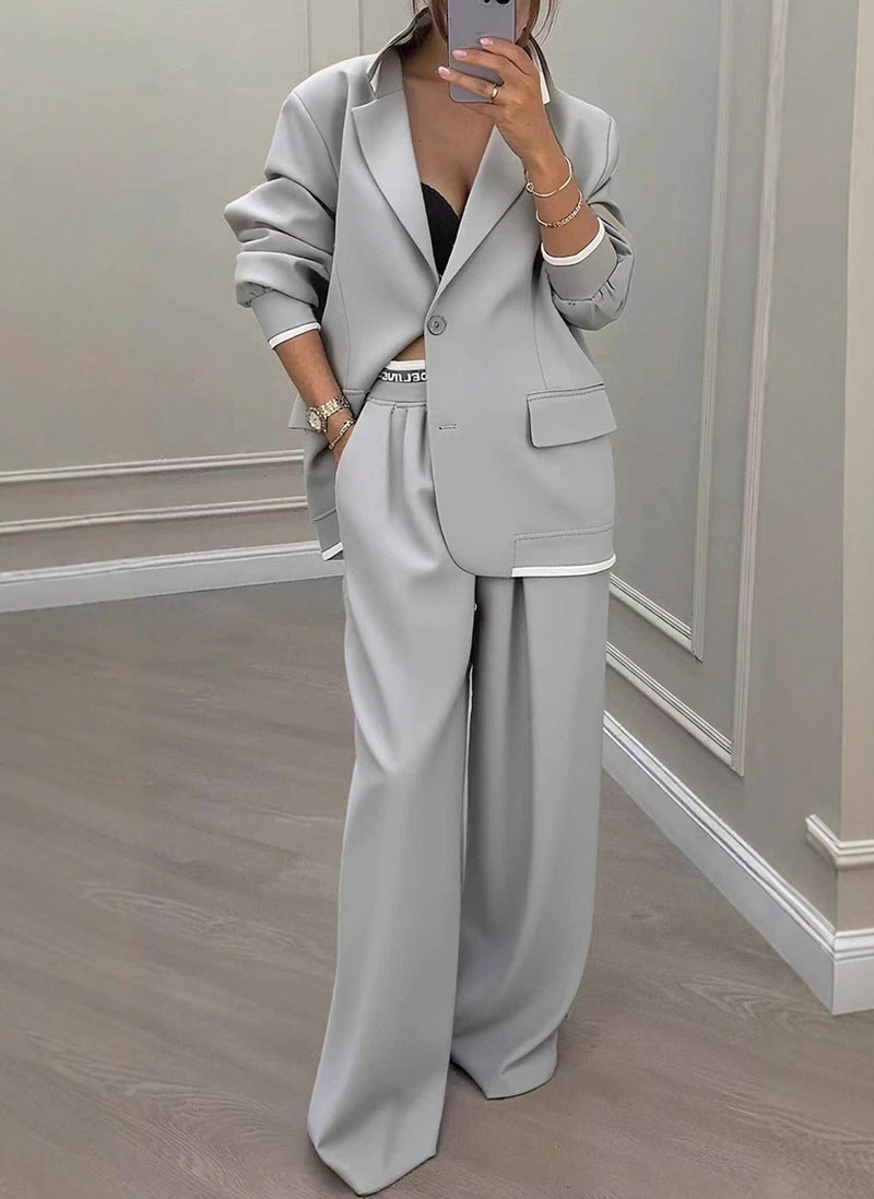 Women's Oversized Blazer Wide Leg Pant Suit Set