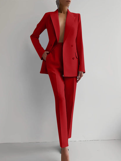 Women's Business Casual 2 Piece Blazer Pants Suit Set