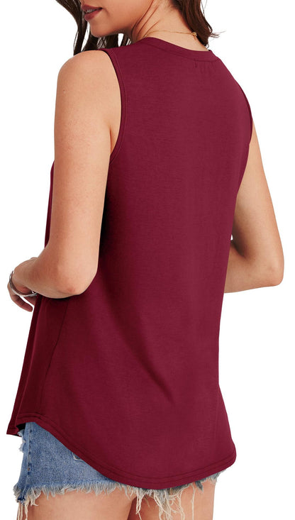 Crew Neck Sleeveless Tank Top Loose Fit Casual Summer Tunic
