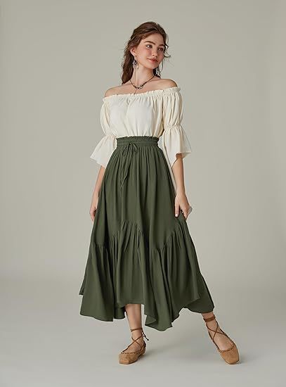 Women's High-Waisted Tiered Maxi Skirt – Vintage Boho Long Skirt