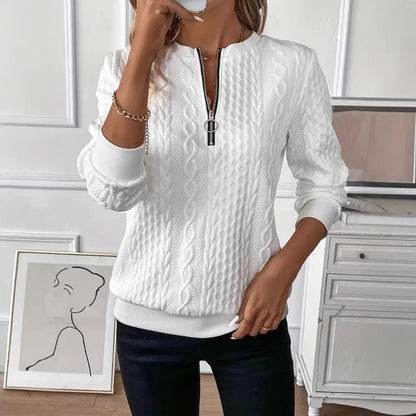 Women's Half Zip Textured Pullover Sweatshirt