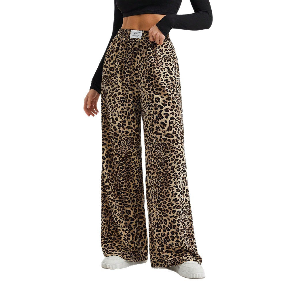 Camo Wide Leg Pants Drawstring Casual Lounge Pants